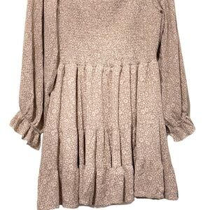 Altar’d State XL Boho Floral Smocked‎ Tiered Babydoll Dress • Long Sleeve Ruffle
